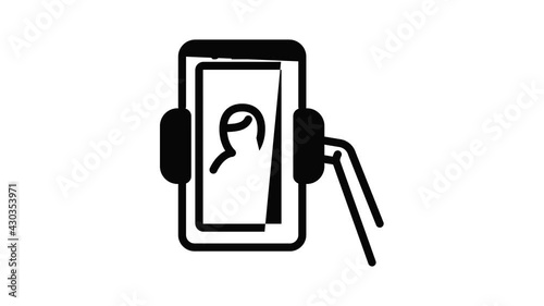 Video selfie icon animation outline best object on white background