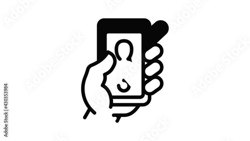 Smartphone selfie icon animation outline best object on white background