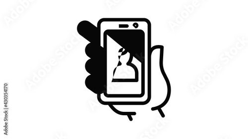 Smartphone selfie portrait icon animation outline best object on white background