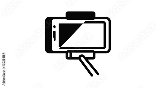 Smartphone selfie icon animation outline best object on white background
