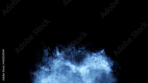 Blue fire on isolated background. Perfect explosion effect for decoration and covering on black background. Concept burn flame and light texture overlays.