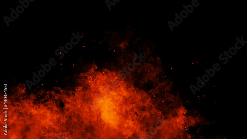 Fire on isolated background. Perfect explosion effect for decoration and covering on black background. Concept burn flame and light texture overlays.