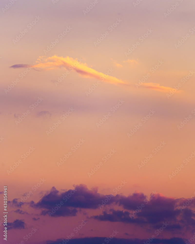yellow clouds in sunset