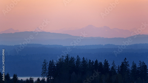 stunning vista in sunset and blue hour