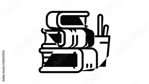 Stack school books icon animation outline best object on white background