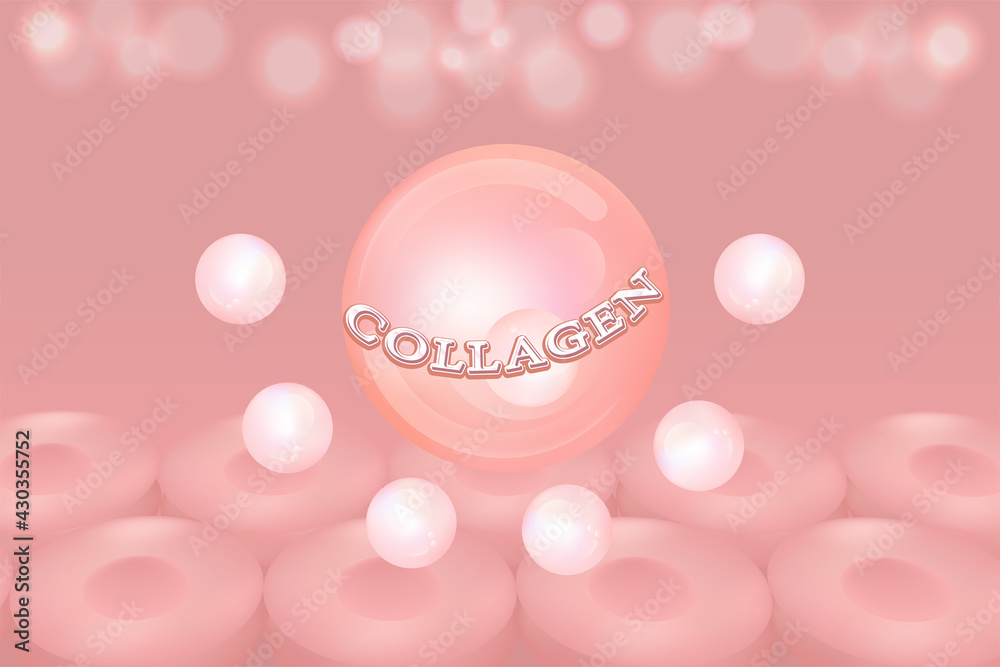 Hyaluronic acid skin solutions ad, pink collagen serum drops with cosmetic advertising background ready to use, illustration vector.