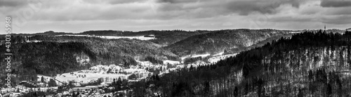 Schnee über den Dächer Der Kleinstadt Murrhardt im Schwäbisch-Fränkischen Wald 