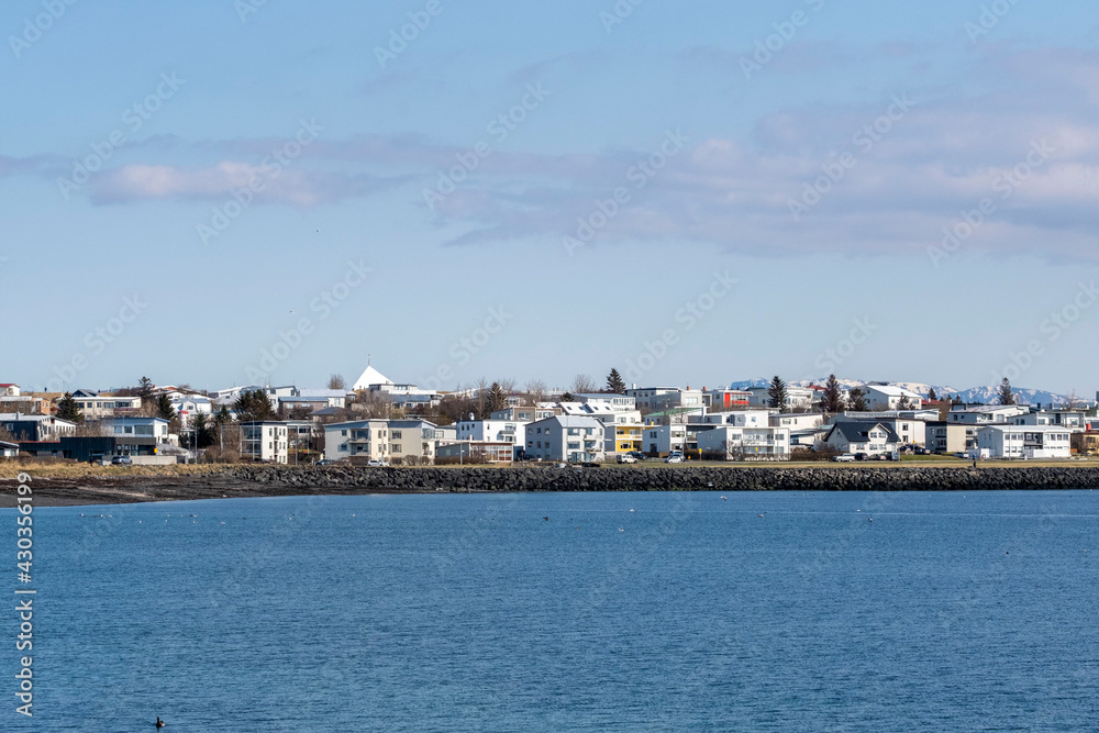 View over the municipality of Seltjarnarnes on the peninsula of the same name near the capital Reykjavik.