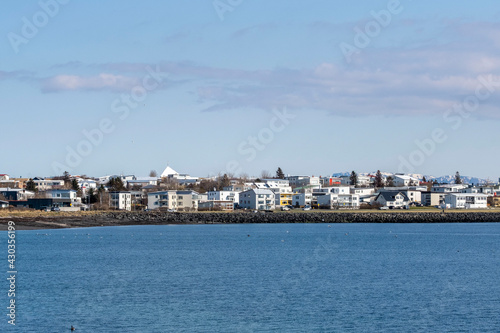 View over the municipality of Seltjarnarnes on the peninsula of the same name near the capital Reykjavik.