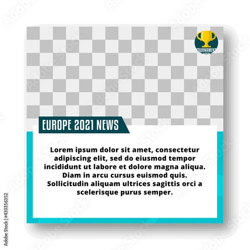 football news vector template for football tournament between european countries. euro 2021 social media post feed