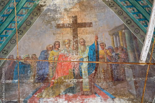 Painting of the walls of an abandoned Orthodox church