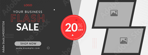 new arrival facebook cover page timeline web ad banner template with photo place modern layout for flash sale.