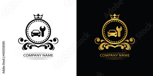 car service logo template luxury royal vector company decorative emblem with crown	
