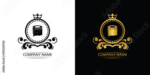 toliet paper logo template luxury royal vector company decorative emblem with crown	
