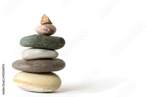 Canvas Print different stones in balance on a white background.