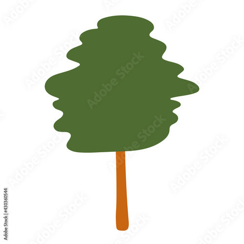 Oak tree. Isolated element on a white background. Vector hand-drawn illustration in flat style. Eco and nature and plant images. Ecology and environment protection