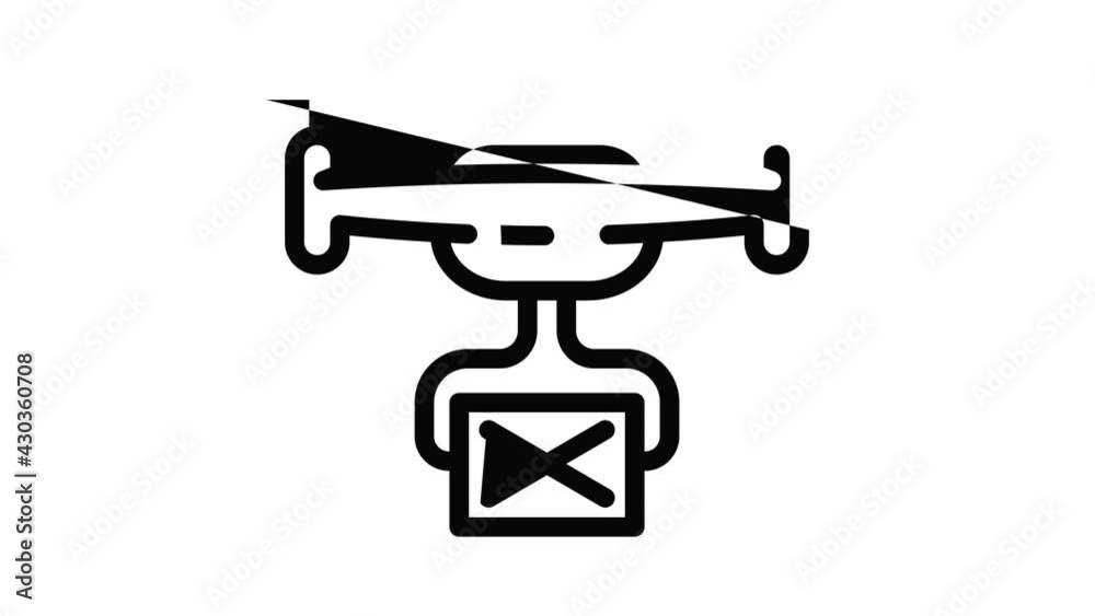 Parcel delivery drone icon animation outline best object on white background Parcel delivery drone icon animation outline best object on white background