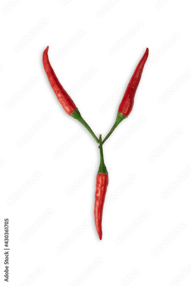 Font made of hot red chili pepper isolated on white - letter X Font made of hot red chili pepper isolated on white - letter X