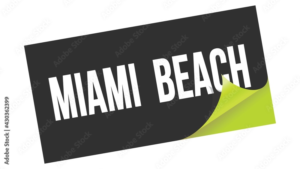Obraz premium MIAMI BEACH text on black green sticker stamp.