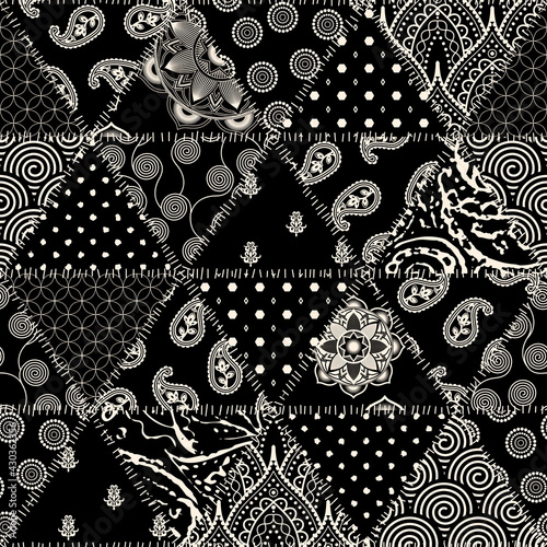 Patchwork textile pattern. Seamless quilting design background.