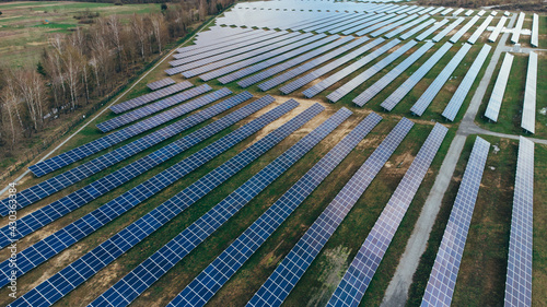 Solar panels in aerial view