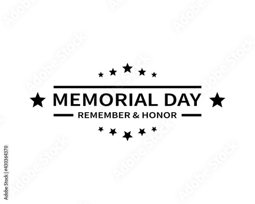Memorial day vector logo in black. USA Memorial Day template isolated on white background Vector illustration EPS 10