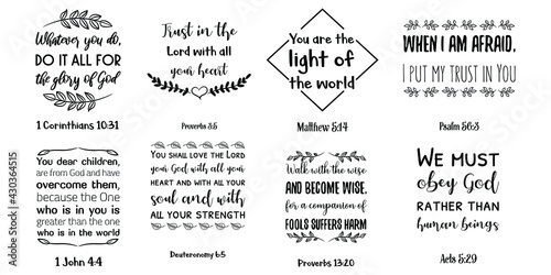 Set of Bible verses. Christian Quotes and Scripture sayings 
