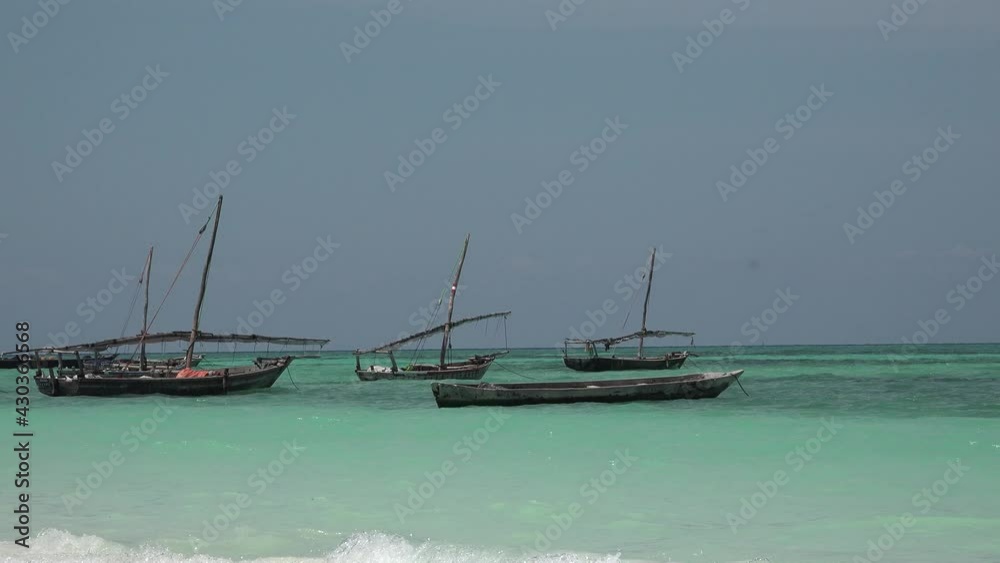 Traditional fishing boats in the Indian Ocean.