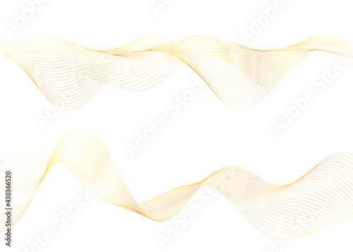 Design elements. Wave of many glittering lines. Abstract circle glow wavy stripes on white background isolated. Creative line art. Vector illustration EPS 10 art deco style for wedding invitation