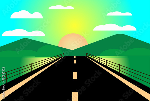 Vector sunrise Landscape Illustration 