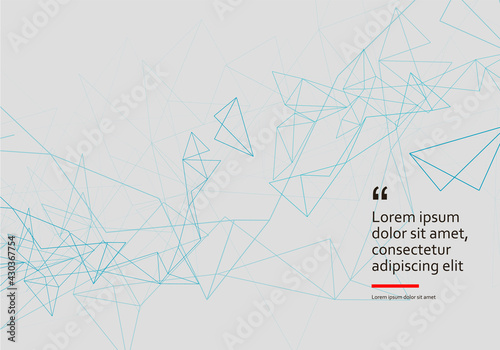 Modern network connection. Abstract tech design. Wireless communication. Blue geometric background. Modern shape concept. Social network