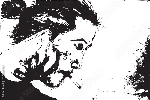 smoker guy is a vector illustration made in black and white colours with splashy baground