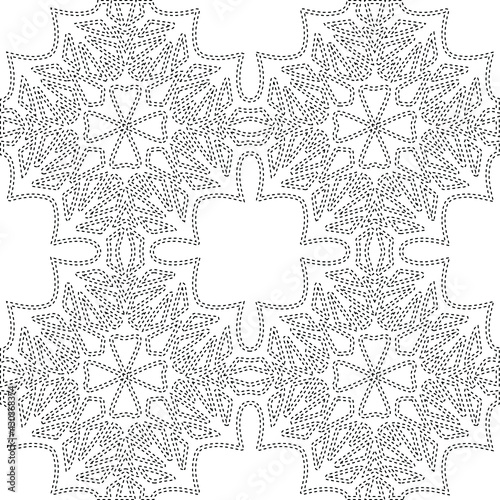  Geometric vector pattern with triangular elements. Seamless abstract ornament for wallpapers and backgrounds. Black and white colors.