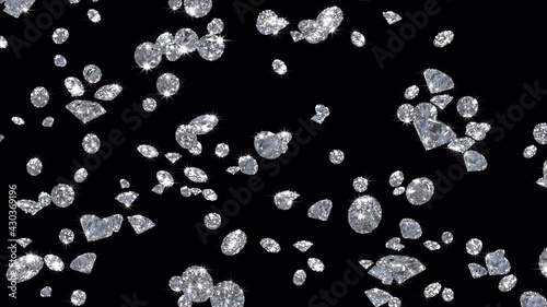 Diamonds Drop Falling Diamonds 4K Glamour alpha matte Overlay Animation Motion Background VFX. Has Alpha Channel ProRes 4444 Transparent