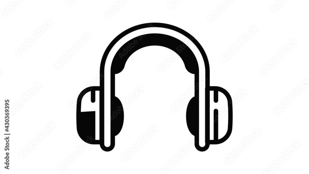 Music headphones icon animation outline best object on white background Music headphones icon animation outline best object on white background