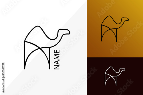 camel drawn in one line, simple and flat icon