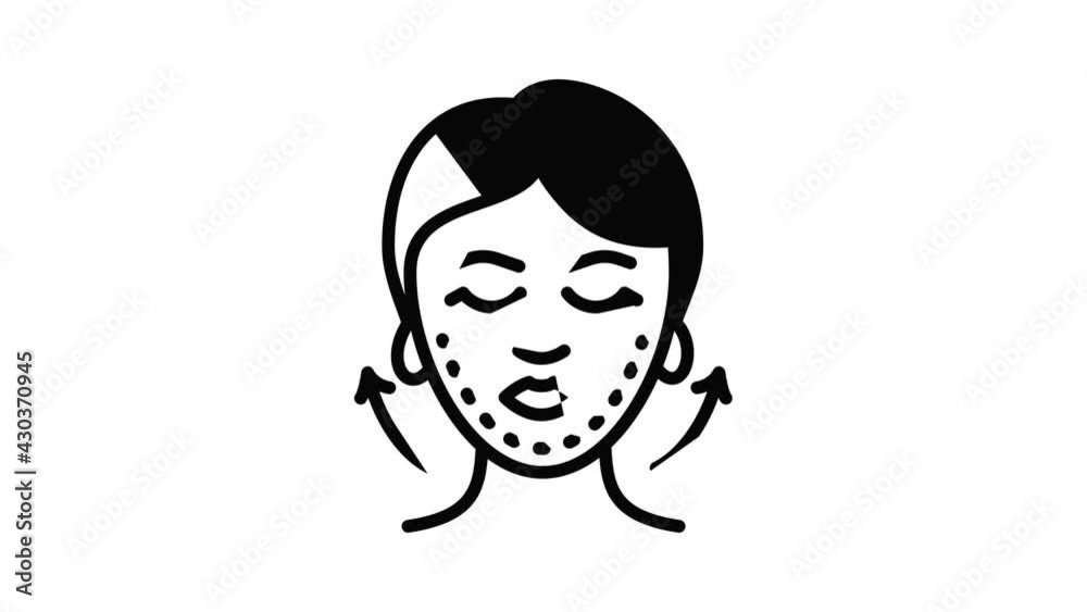 Beauty facial lifting icon animation outline best object on white background Beauty facial lifting icon animation outline best object on white background