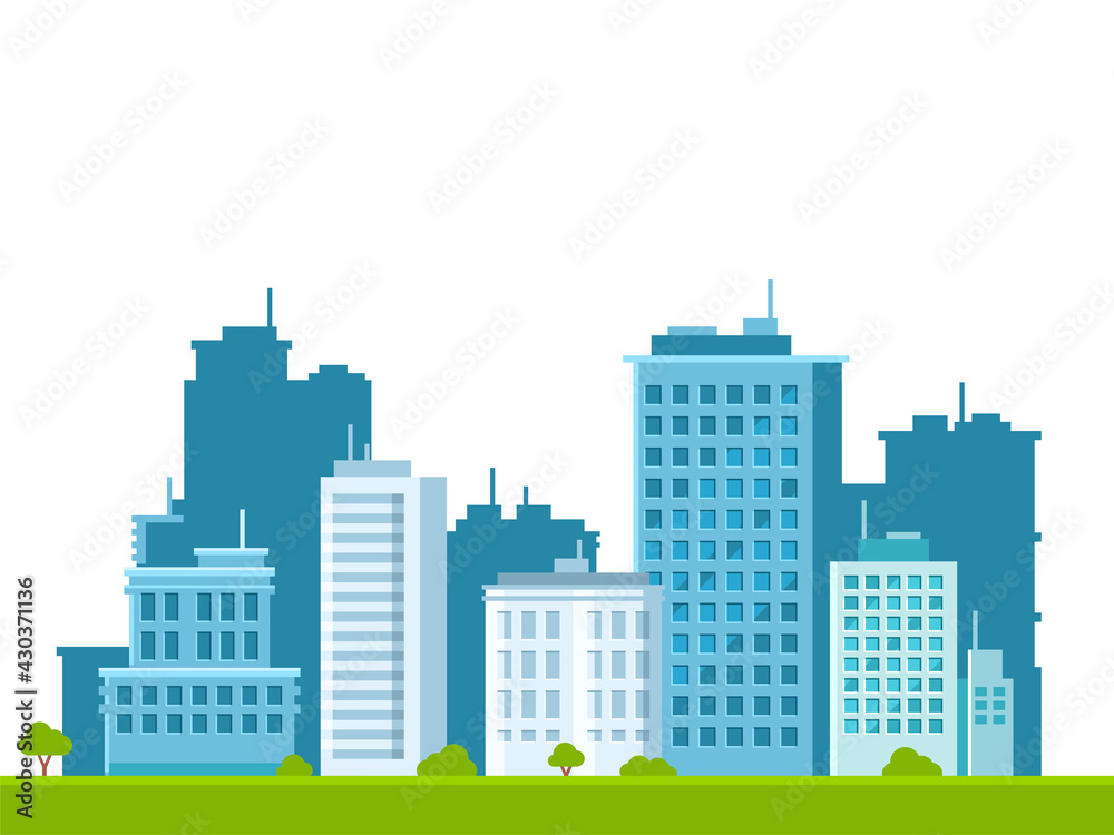Fototapeta premium City Skyline on White Background. Urban Landscape Vector