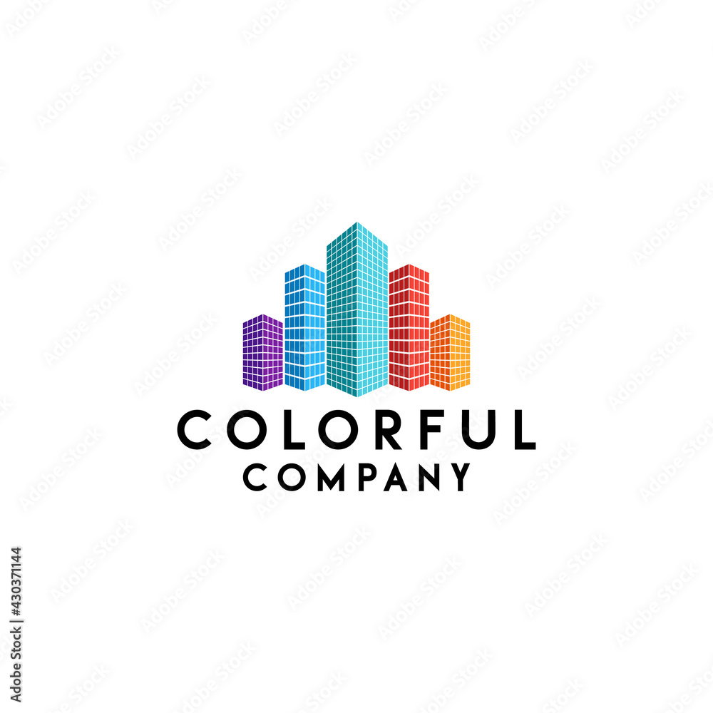 colorful apartment logo design vector with modern concept for company