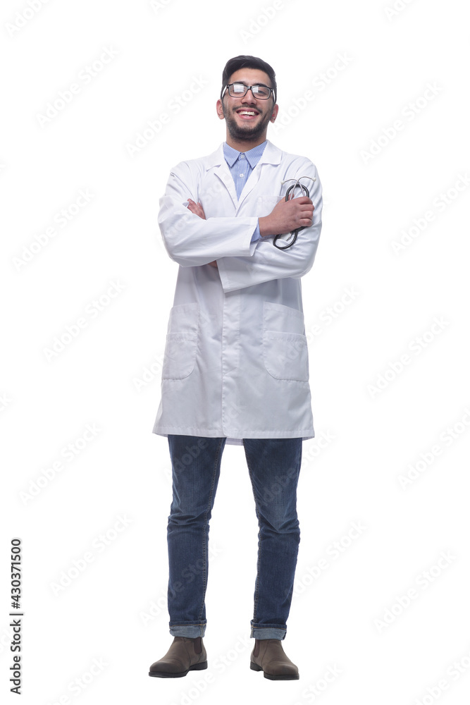 portrait of a doctor physician with stethoscope . portrait of a doctor physician with stethoscope .