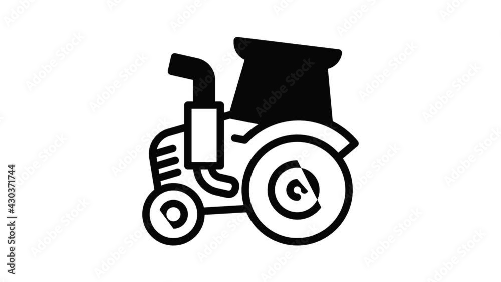 Old tractor icon animation outline best object on white background Old tractor icon animation outline best object on white background