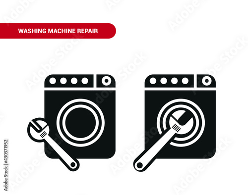 Vector image. Icon of a broken washing machine. photo