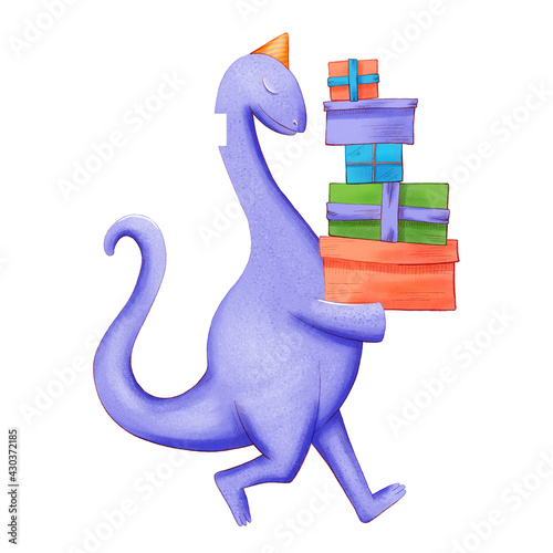 Dinosaur baby boy cute print. Sweet dino. Dino illustration for nursery t-shirt, kids apparel, invitation, simple scandinavian child design.