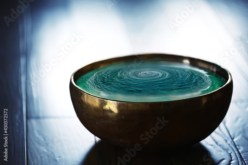 sea inside tibetan bowl art, singing bowl concept buddhism photo