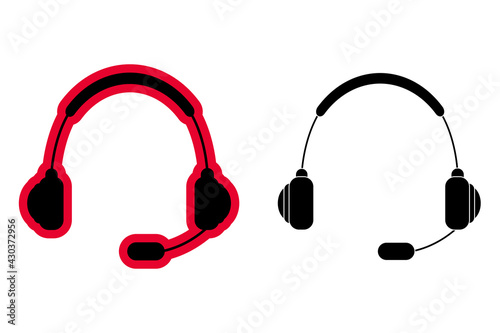 Wireless gaming headphones with a microphone icon set