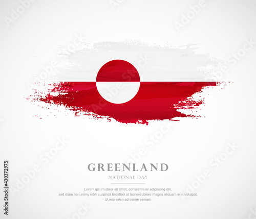 Abstract watercolor brush stroke flag for national day of Greenland