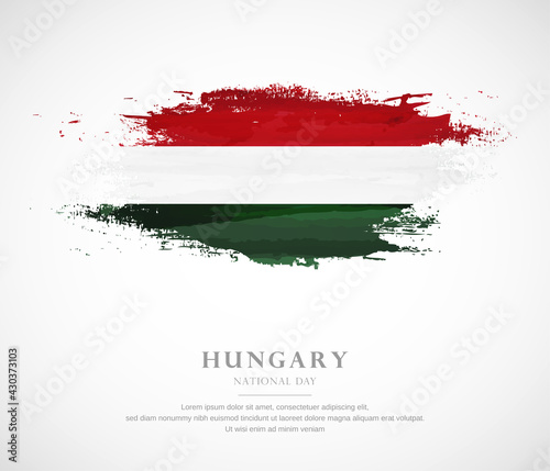 Abstract watercolor brush stroke flag for national day of Hungary