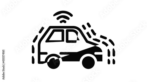 Smart futuristic car icon animation outline best object on white background photo