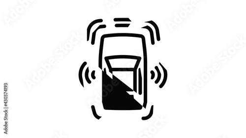 Self driving car icon animation outline best object on white background