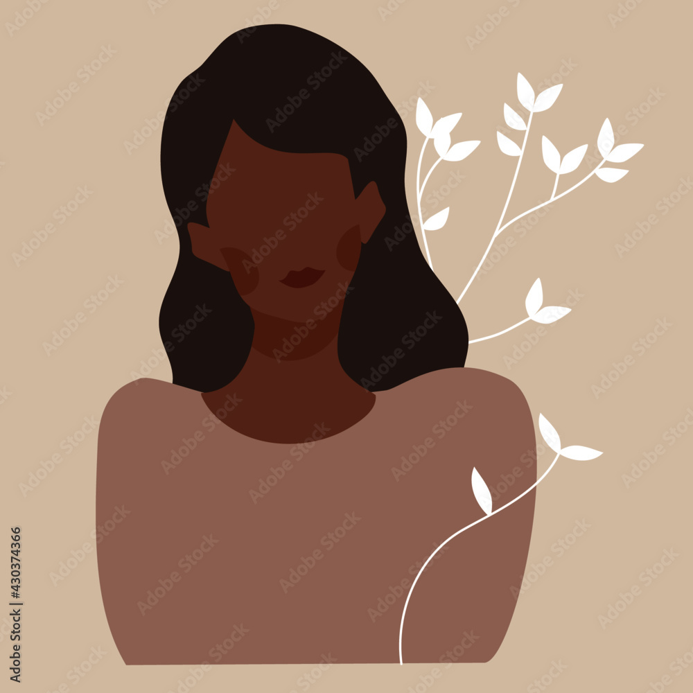 African American woman in yellow background flat art vector illustration